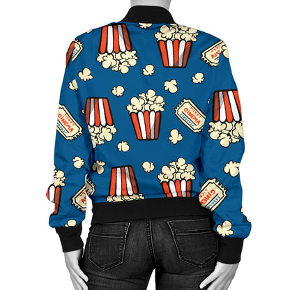 Popcorn Pattern Print Design A03 Women's Bomber Jacket