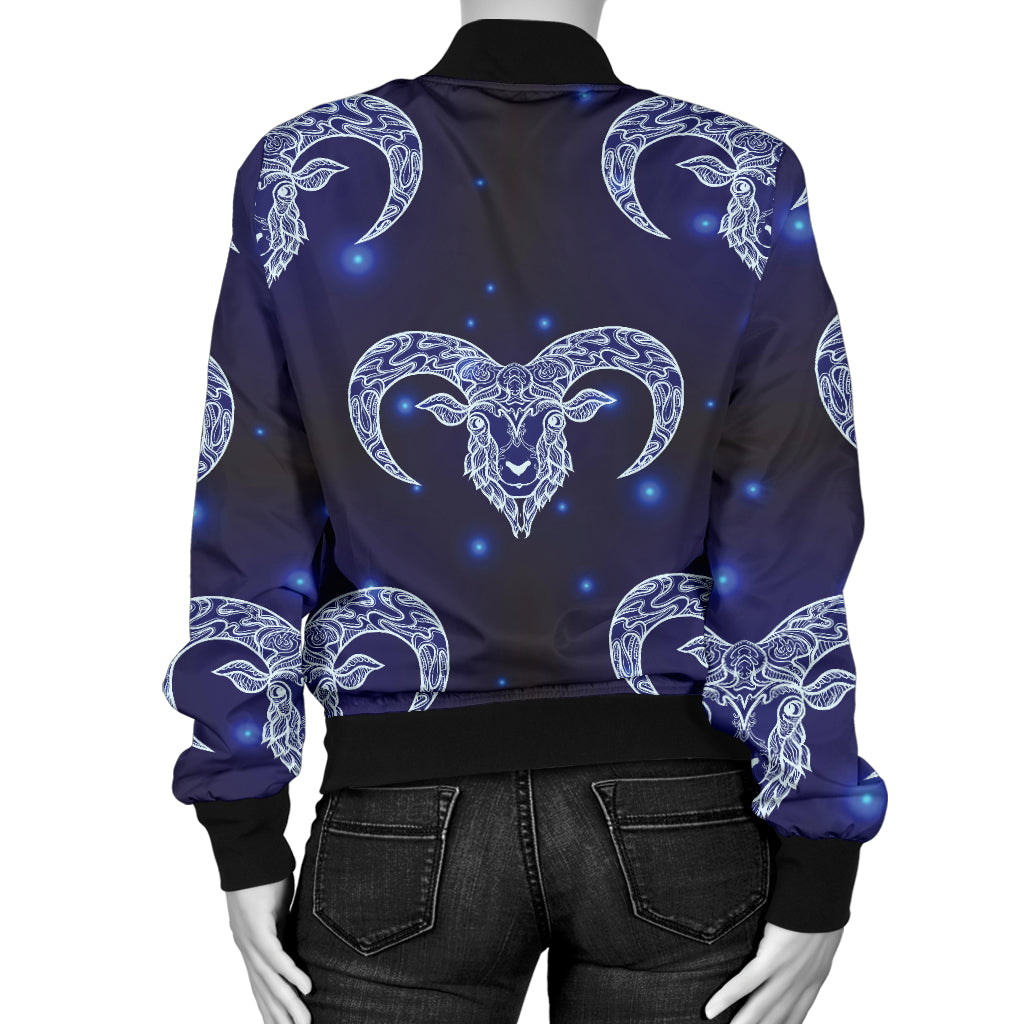 Aries Zodiac Pattern Print Design 01 Women's Bomber Jacket
