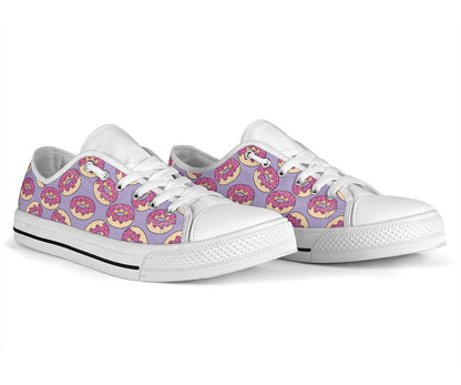 Donut Pattern Print Design DN015 White Bottom Low Top Shoes