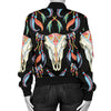 Buffalo Head Boho Style Pattern Print Design 01 Women's Bomber Jacket