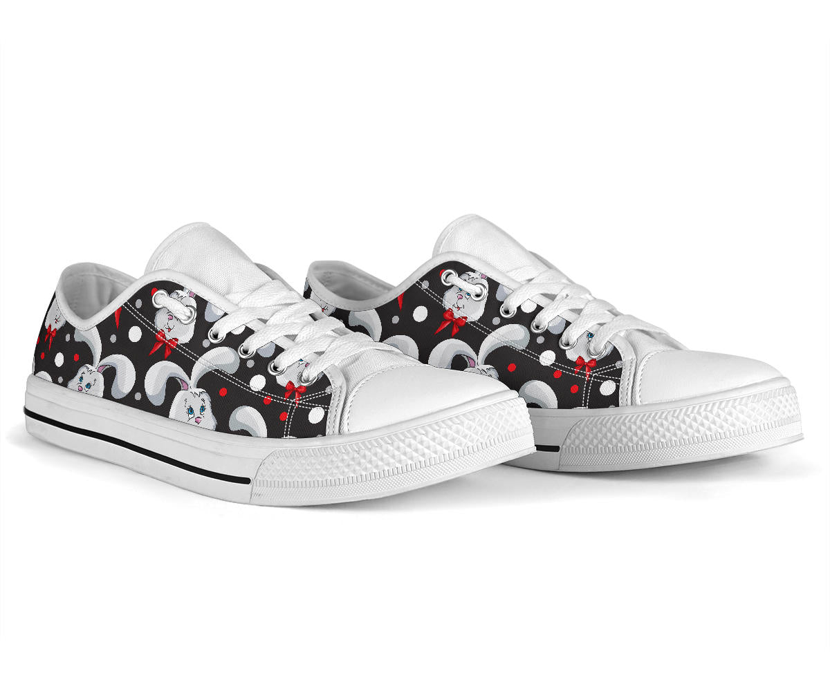 Rabbit Pattern Print Design RB012 White Bottom Low Top Shoes