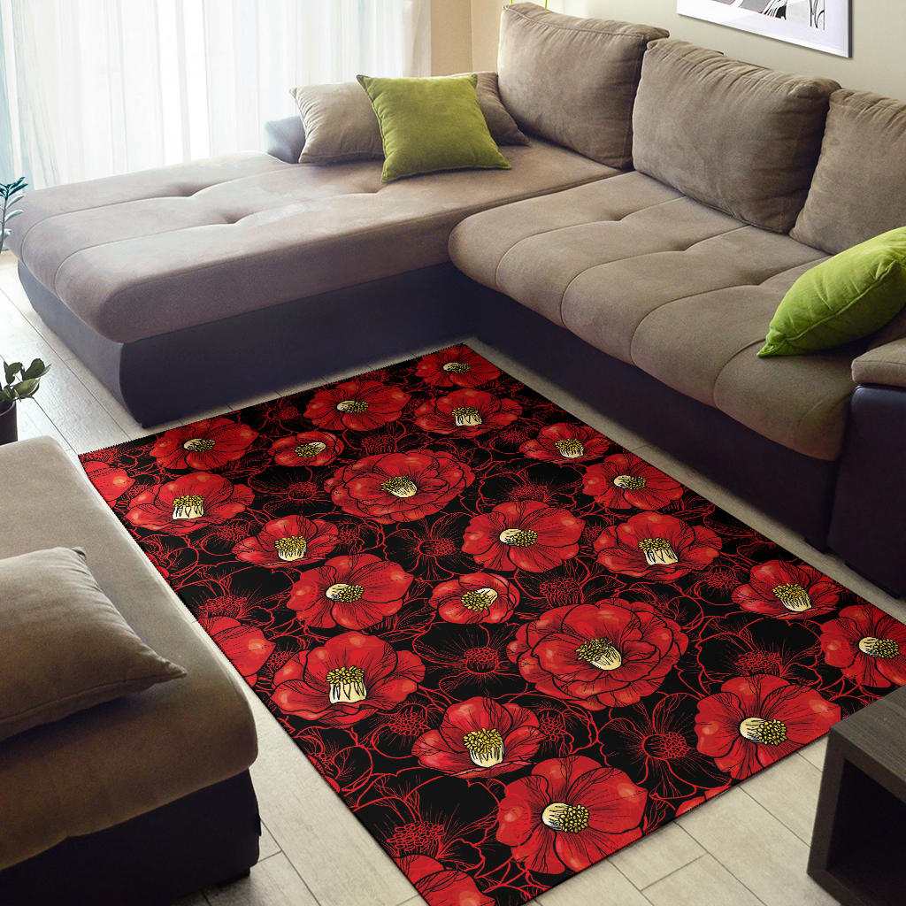 Camellia Pattern Print Design CM06 Area Rugs