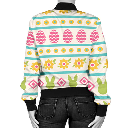 Easter Eggs Pattern Print Design RB016 Women Bomber Jacket
