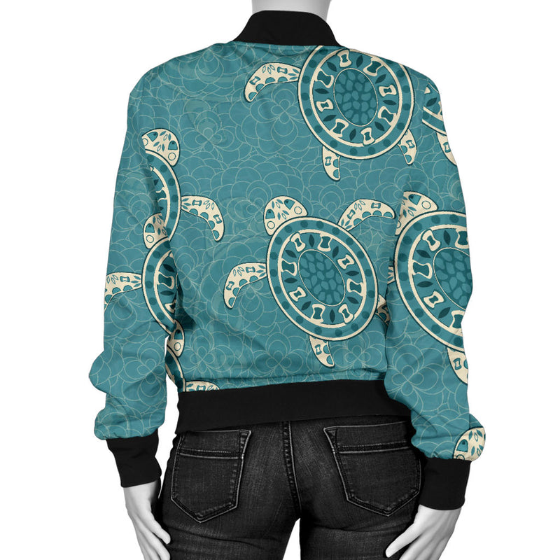 Sea Turtle Pattern Print Design T02 Women Bomber Jacket