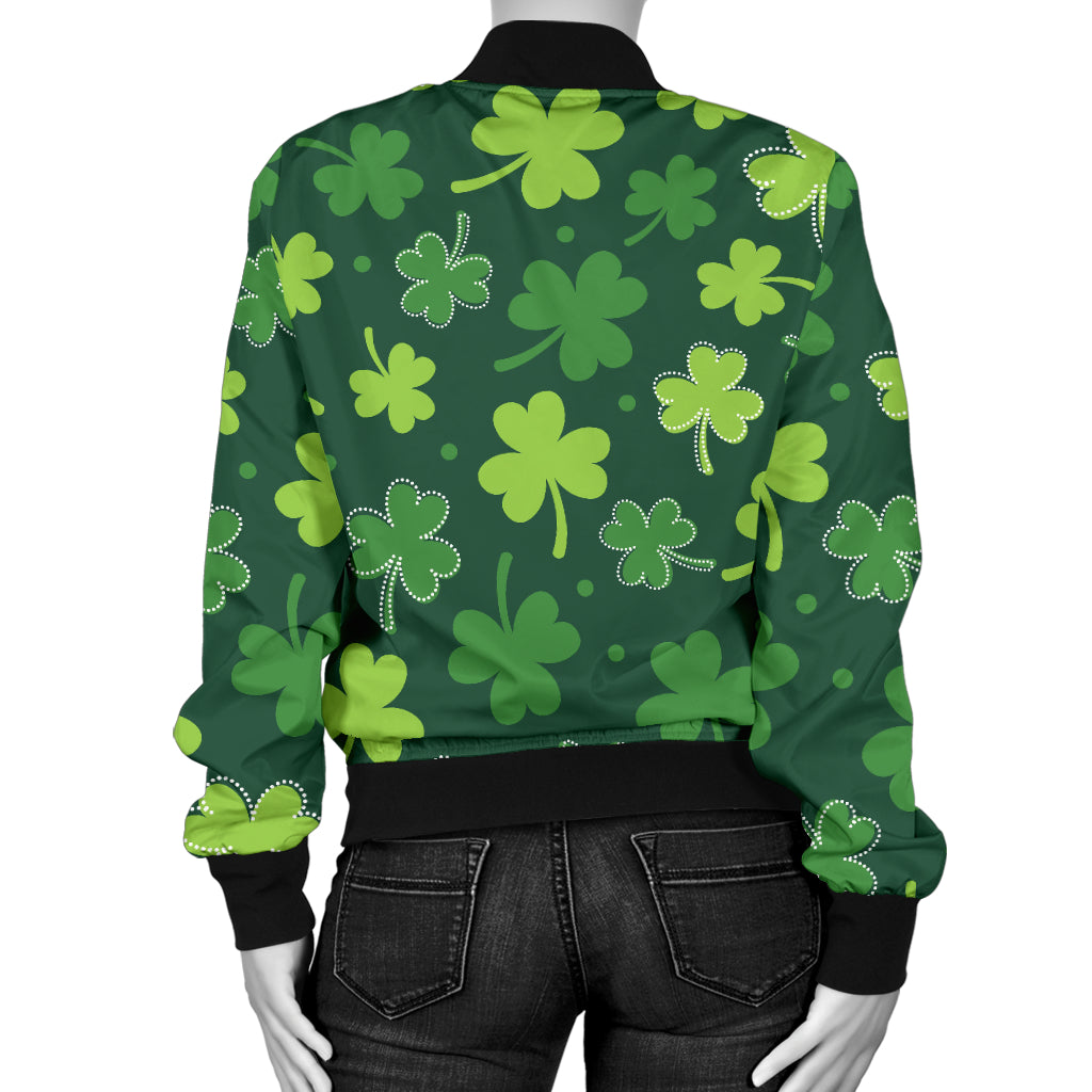 Clover Pattern Print Design 02 Women's Bomber Jacket