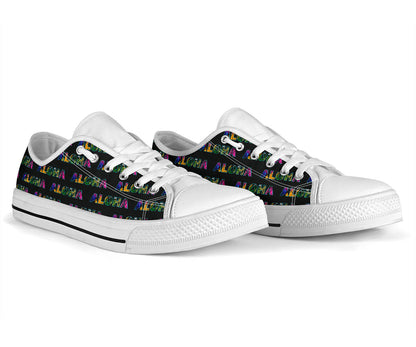 Aloha Hawaii Neon White Bottom Low Top Shoes