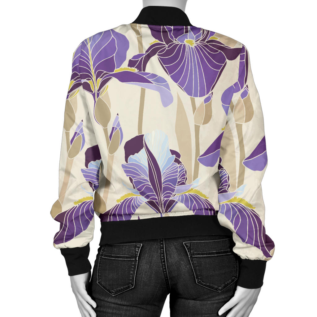 Iris Pattern Print Design IR02 Women Bomber Jacket