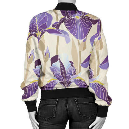 Iris Pattern Print Design IR02 Women Bomber Jacket