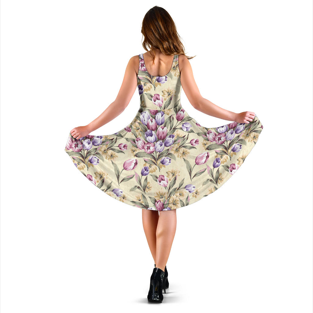 Tulip Pattern Print Design TP04 Midi Dress