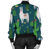 Llama Cactus Pattern Print Design 013 Women's Bomber Jacket