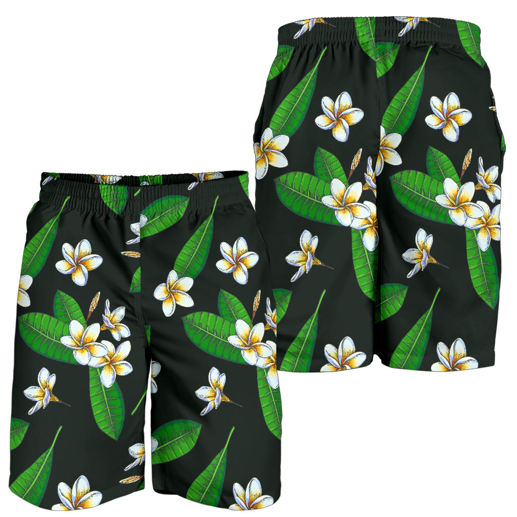White Plumeria Pattern Print Design PM023 Mens Shorts