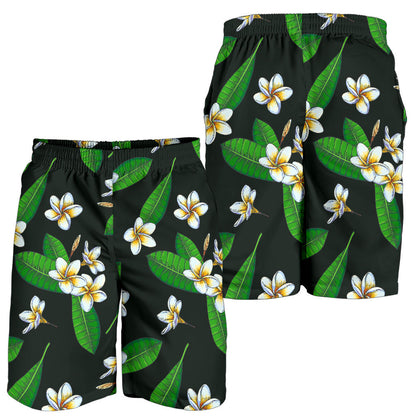 White Plumeria Pattern Print Design PM023 Mens Shorts