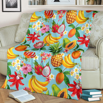 Tropical Fruits Pattern Print Design TF01 Fleece Blanket