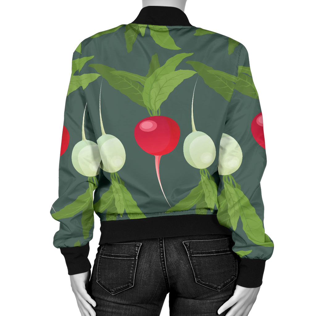 Radish Pattern Print Design A03 Women's Bomber Jacket