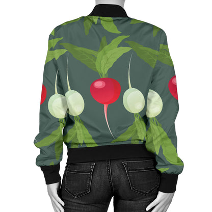 Radish Pattern Print Design A03 Women's Bomber Jacket
