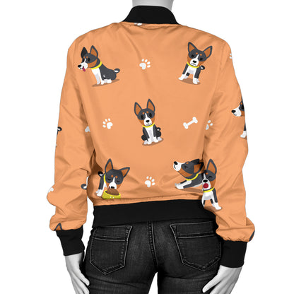 Basenji Pattern Print Design 01 Women's Bomber Jacket