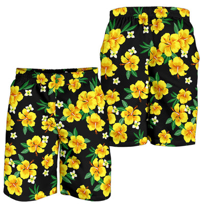 Yellow Hibiscus Pattern Print Design HB08 Mens Shorts