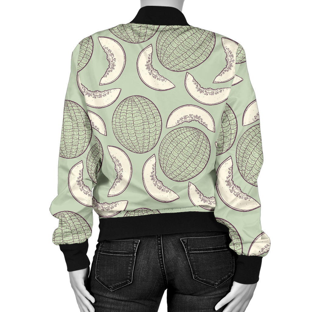Cantaloupe Pattern Print Design 01 Women's Bomber Jacket