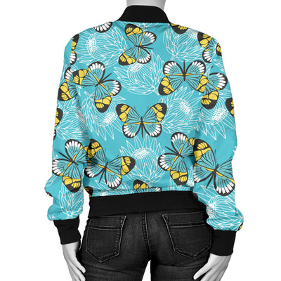 Butterfly Pattern Print Design 010 Women's Bomber Jacket