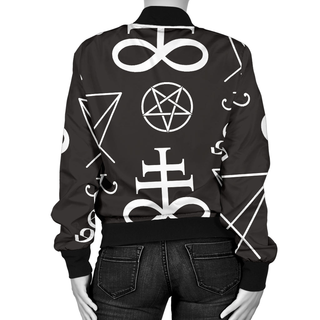 Pentagram Pattern Print Design A04 Women's Bomber Jacket
