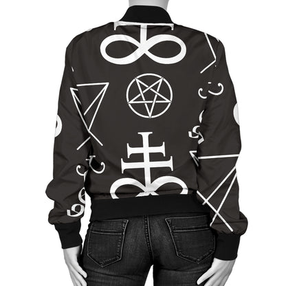 Pentagram Pattern Print Design A04 Women's Bomber Jacket