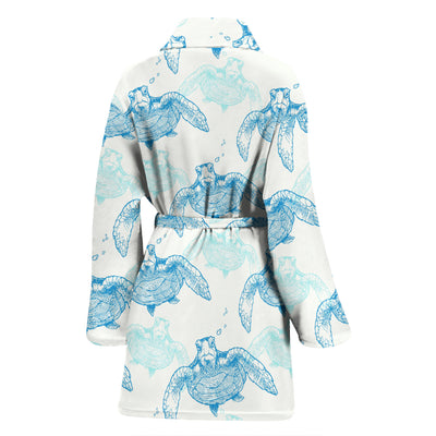 Sea Turtle Pattern Print Design T01 Women Bathrobe