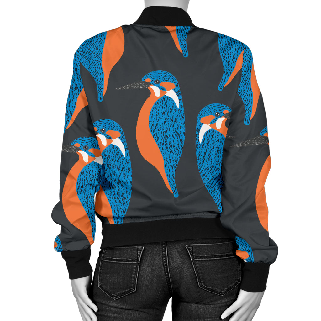 Kingfisher Pattern Print Design 03 Women's Bomber Jacket