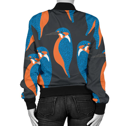Kingfisher Pattern Print Design 03 Women's Bomber Jacket