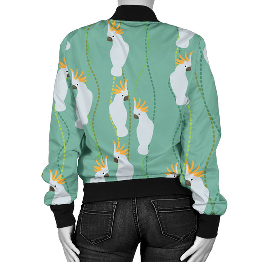 Cockatoo Pattern Print Design 01 Women's Bomber Jacket