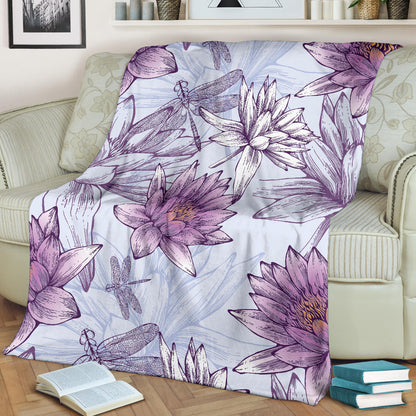Water Lily Pattern Print Design WL01 Fleece Blanket