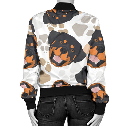 Rottweiler Pattern Print Design A03 Women's Bomber Jacket