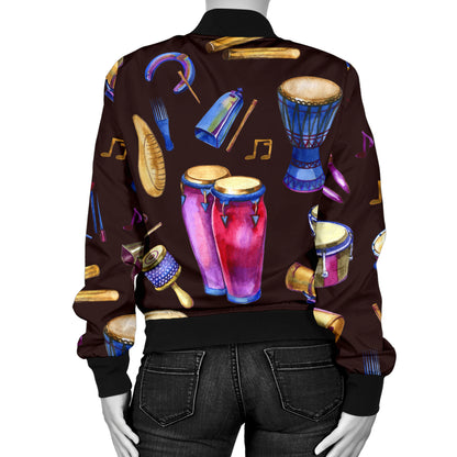 Percussion Neon Pattern Print Design 04 Women's Bomber Jacket