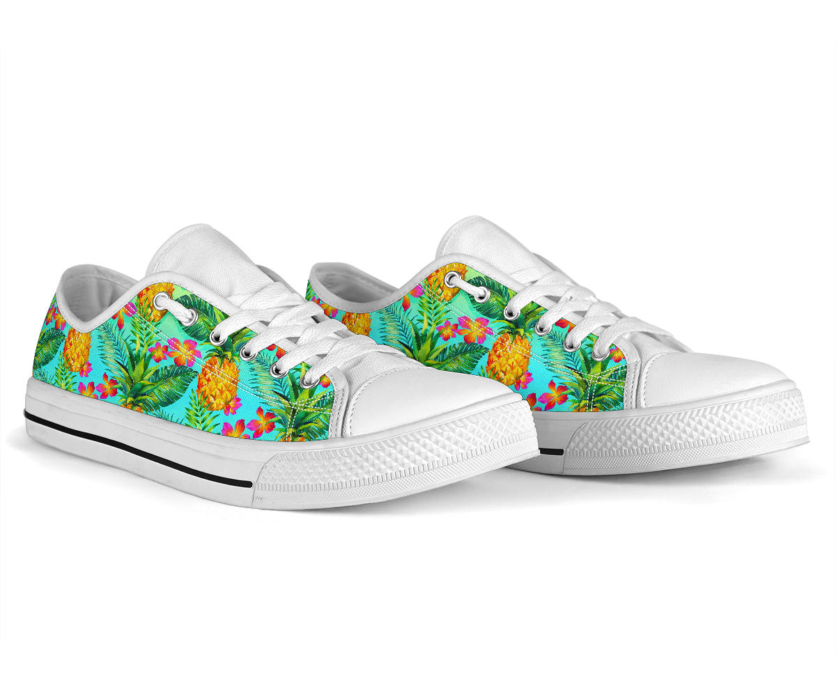 Pineapple Pattern Print Design PP010 White Bottom Low Top Shoes