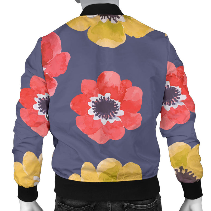 Anemone Pattern Print Design AM010 Men Bomber Jacket