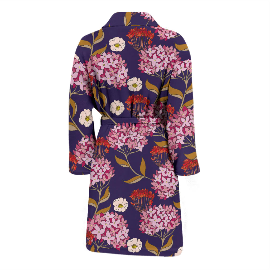 Hydrangea Pattern Print Design HD010 Men Bathrobe
