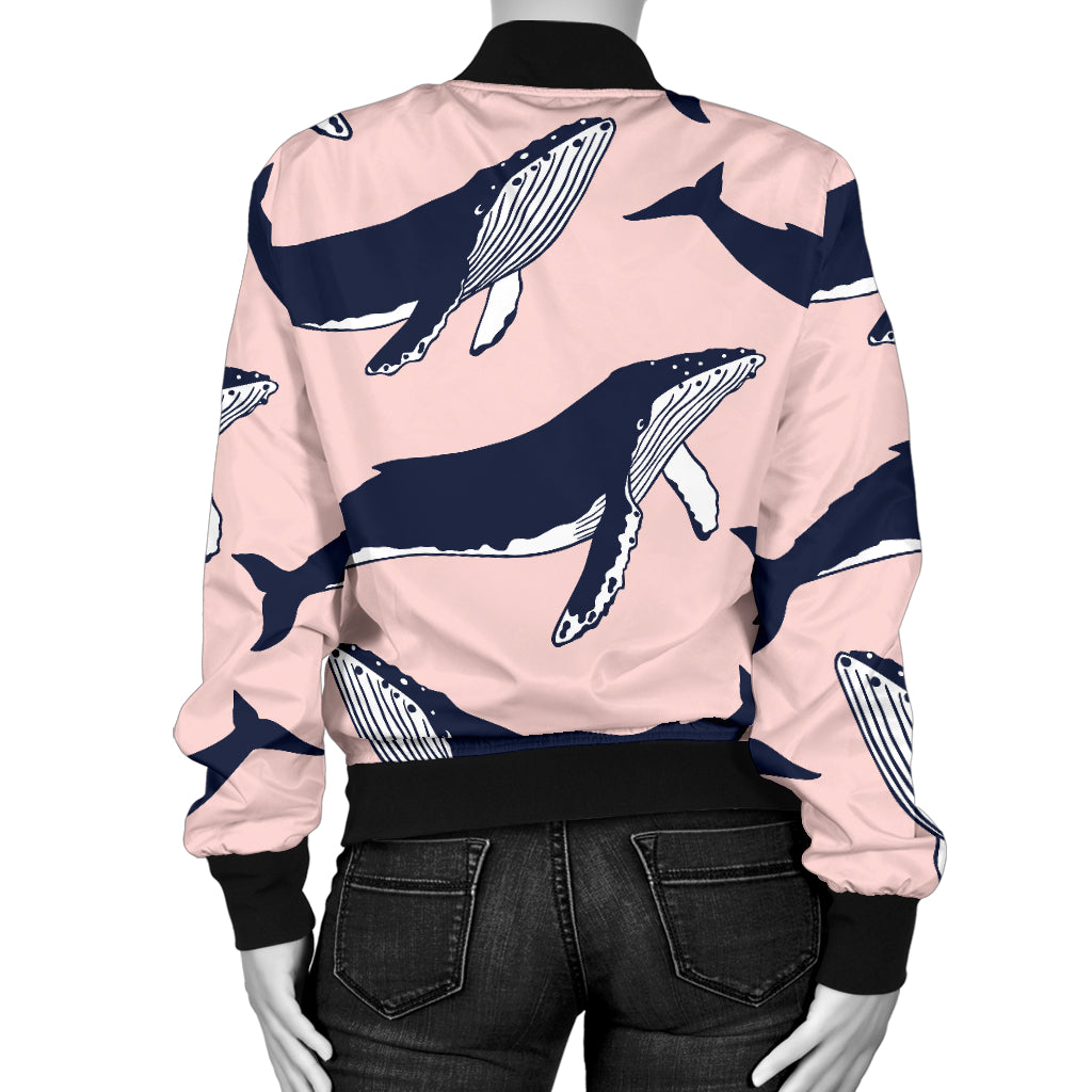 Humpback Whale Pattern Print Design 02 Women's Bomber Jacket