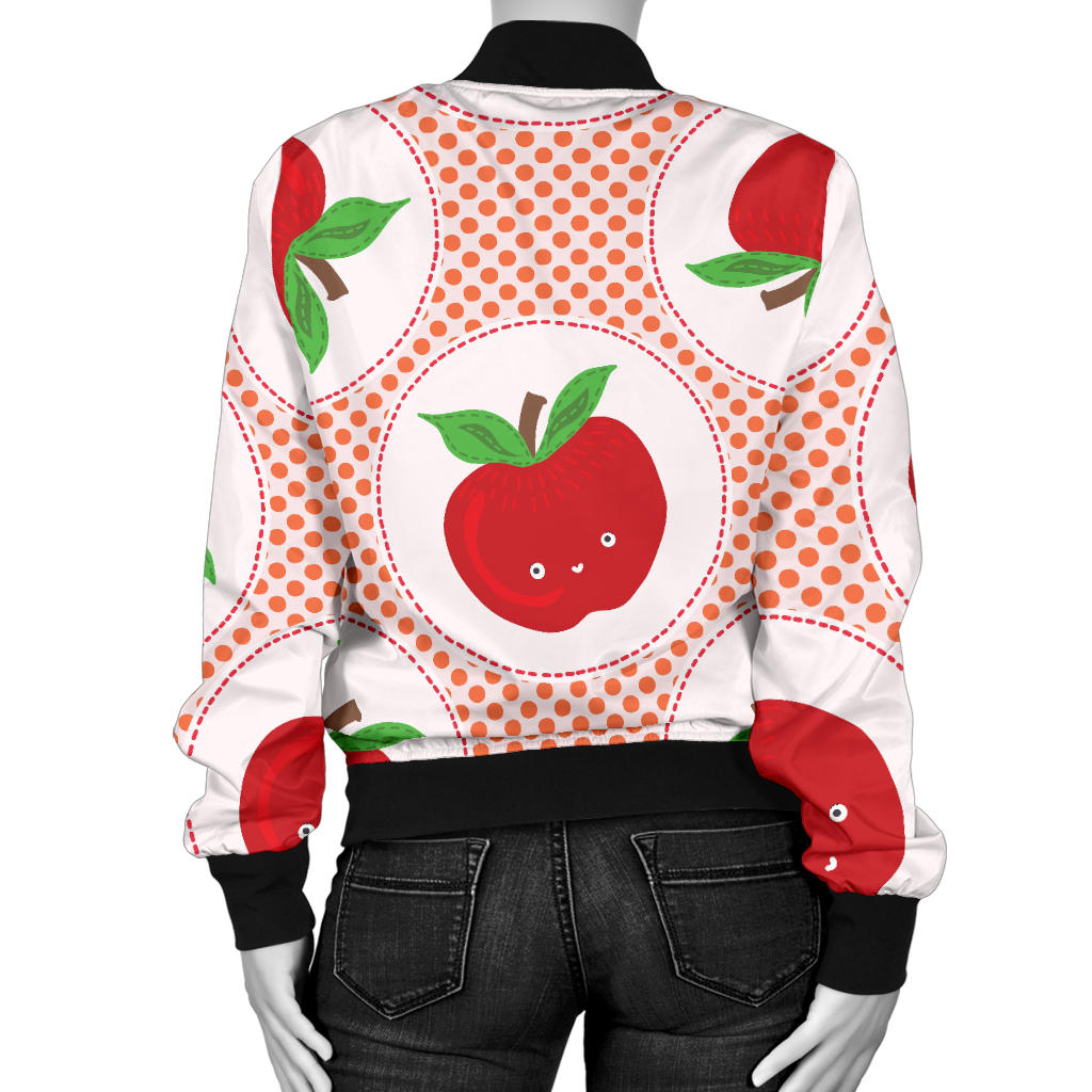 Apple Pattern Print Design AP08 Women Bomber Jacket