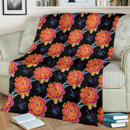 Marigold Pattern Print Design MR04 Fleece Blanket