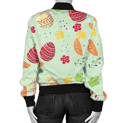 Easter Eggs Pattern Print Design RB07 Women Bomber Jacket