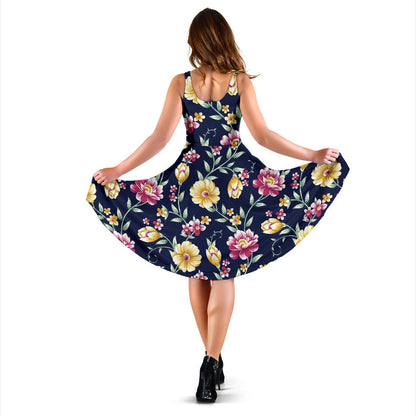 Gerberas Pattern Print Design GB03 Midi Dress