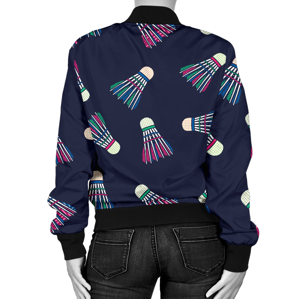 Badminton Ball Pattern Print Design 02 Women's Bomber Jacket