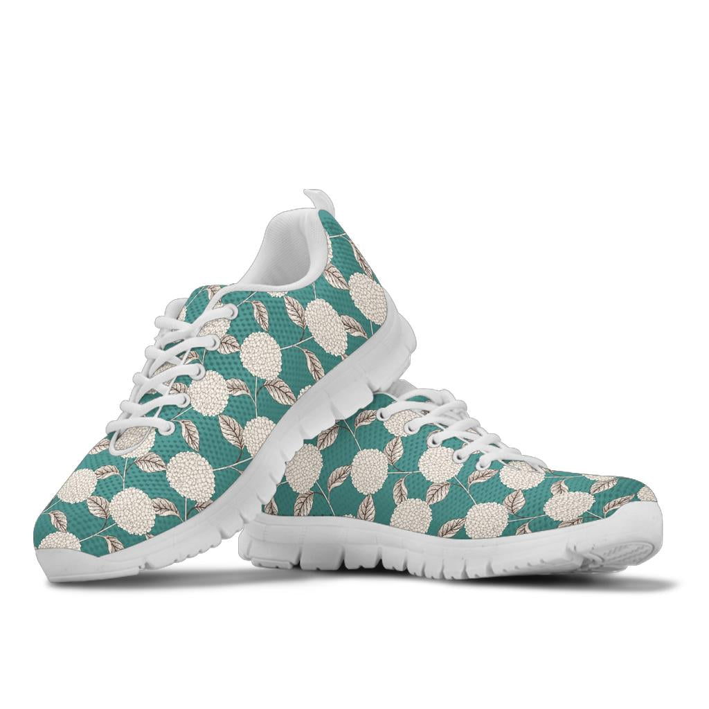 Hydrangea Pattern Print Design HD03 Sneakers White Bottom Shoes