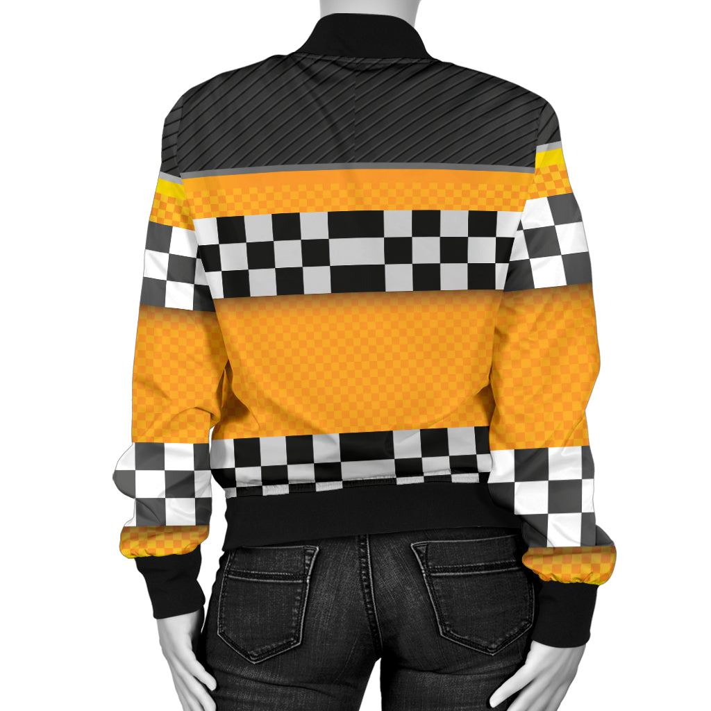 Checkered Pattern Print Design 01 Women's Bomber Jacket