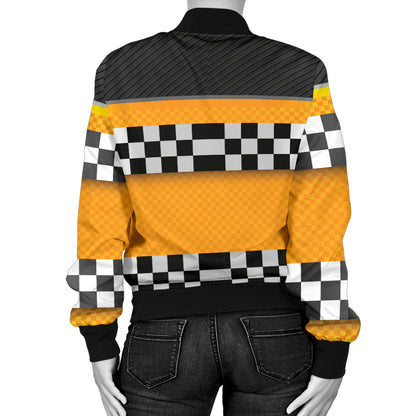 Checkered Pattern Print Design 01 Women's Bomber Jacket