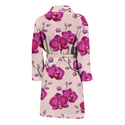Orchid Purple Pattern Print Design OR04 Men Bathrobe