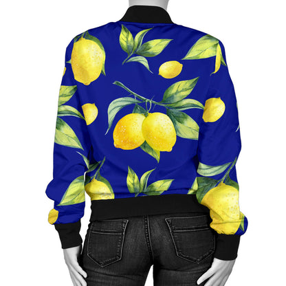 Lemon Pattern Print Design LM06 Women Bomber Jacket
