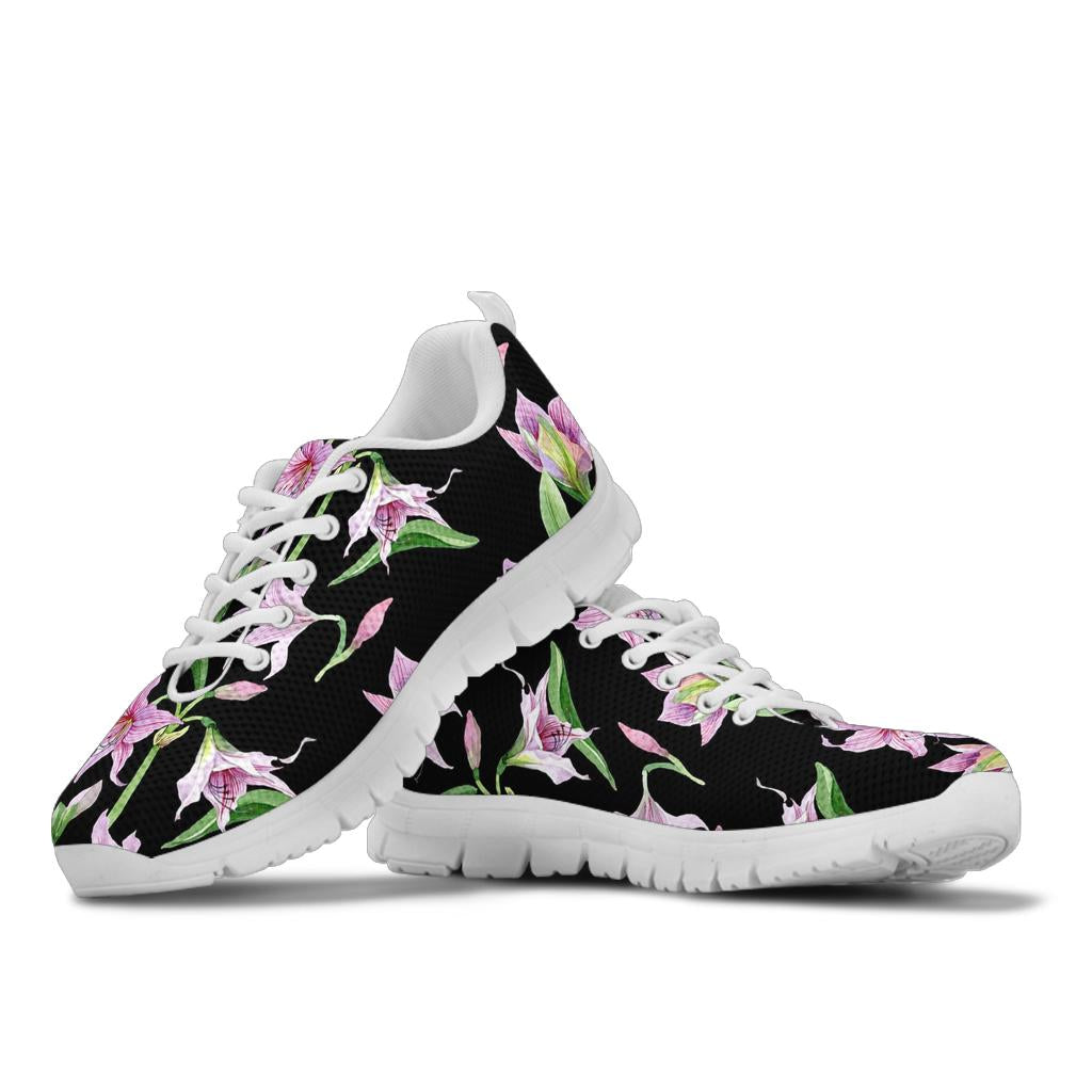 Amaryllis Pattern Print Design AL08 Sneakers White Bottom Shoes