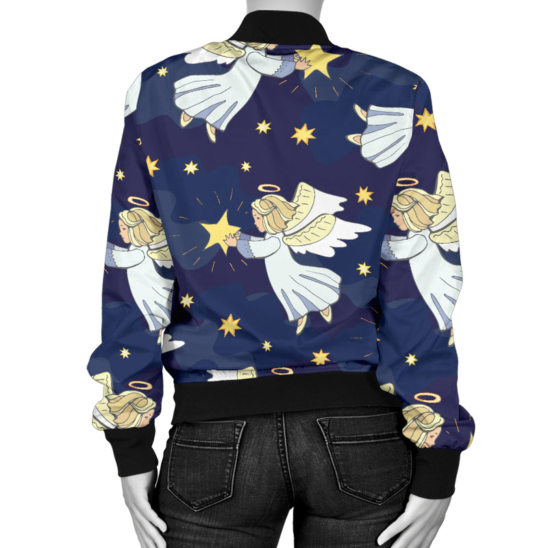 Angel Pattern Print Design 06 Women's Bomber Jacket