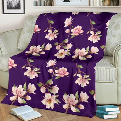 Magnolia Pattern Print Design MAG02 Fleece Blanket