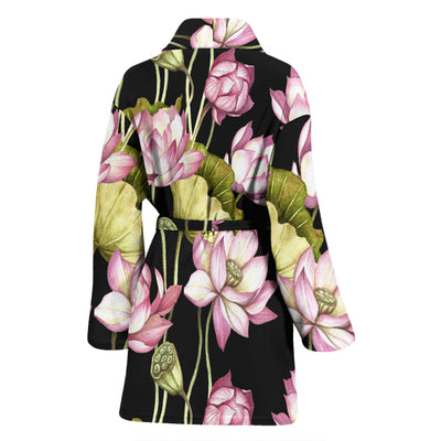 Water Lily Pattern Print Design WL06 Women Bathrobe